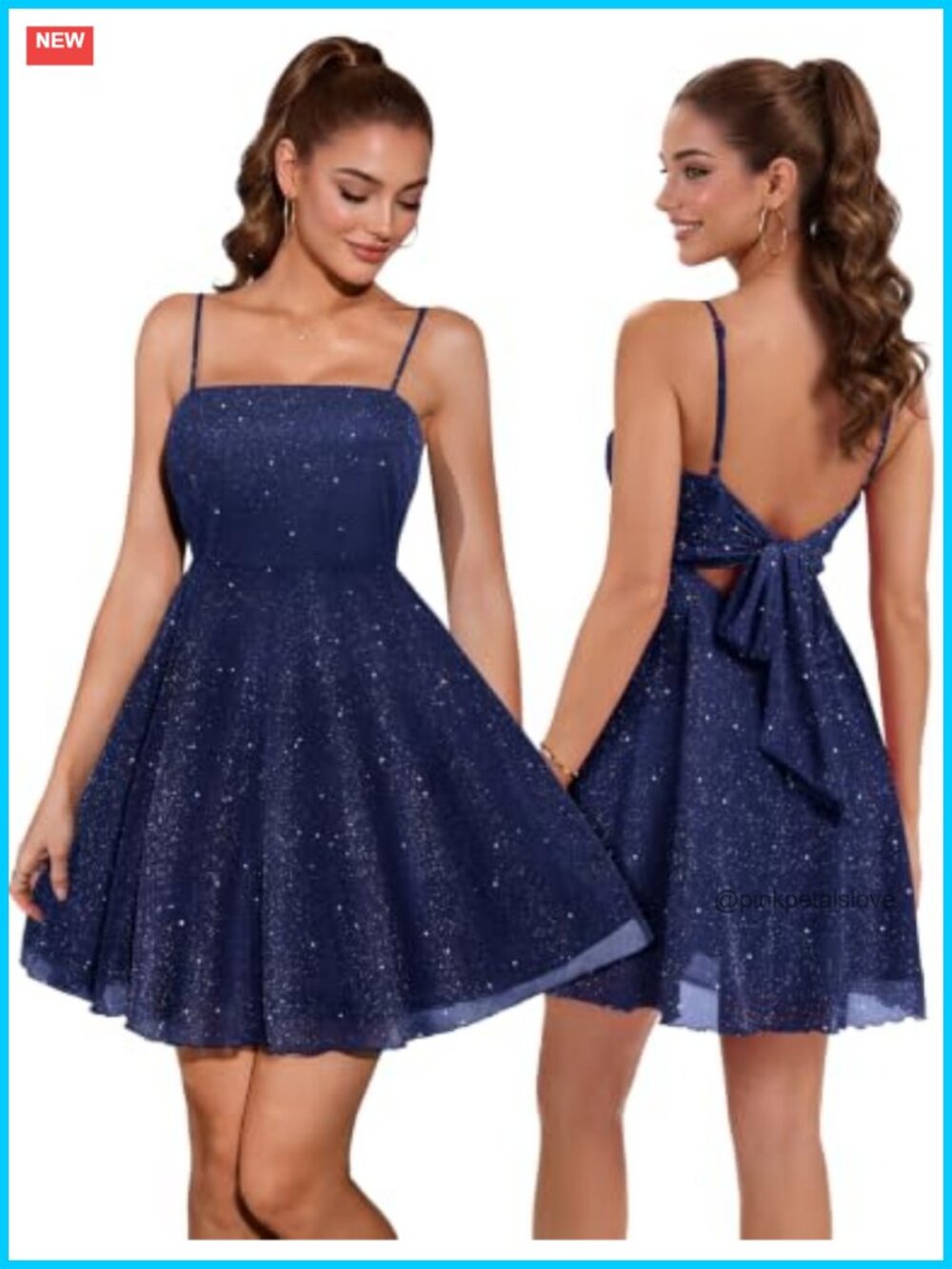 Sparkly Short Homecoming Dress Bow Tie Back Cocktail Party Semi-Formal Mini